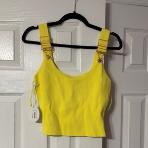 NWT STAUD x Wrangler Bright Yellow Buckle Strap Crop Top